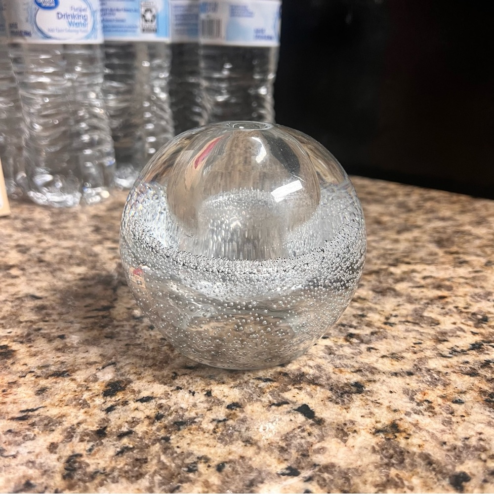 Hand Blown Glass Clear bubble bud vase Paperweight‎